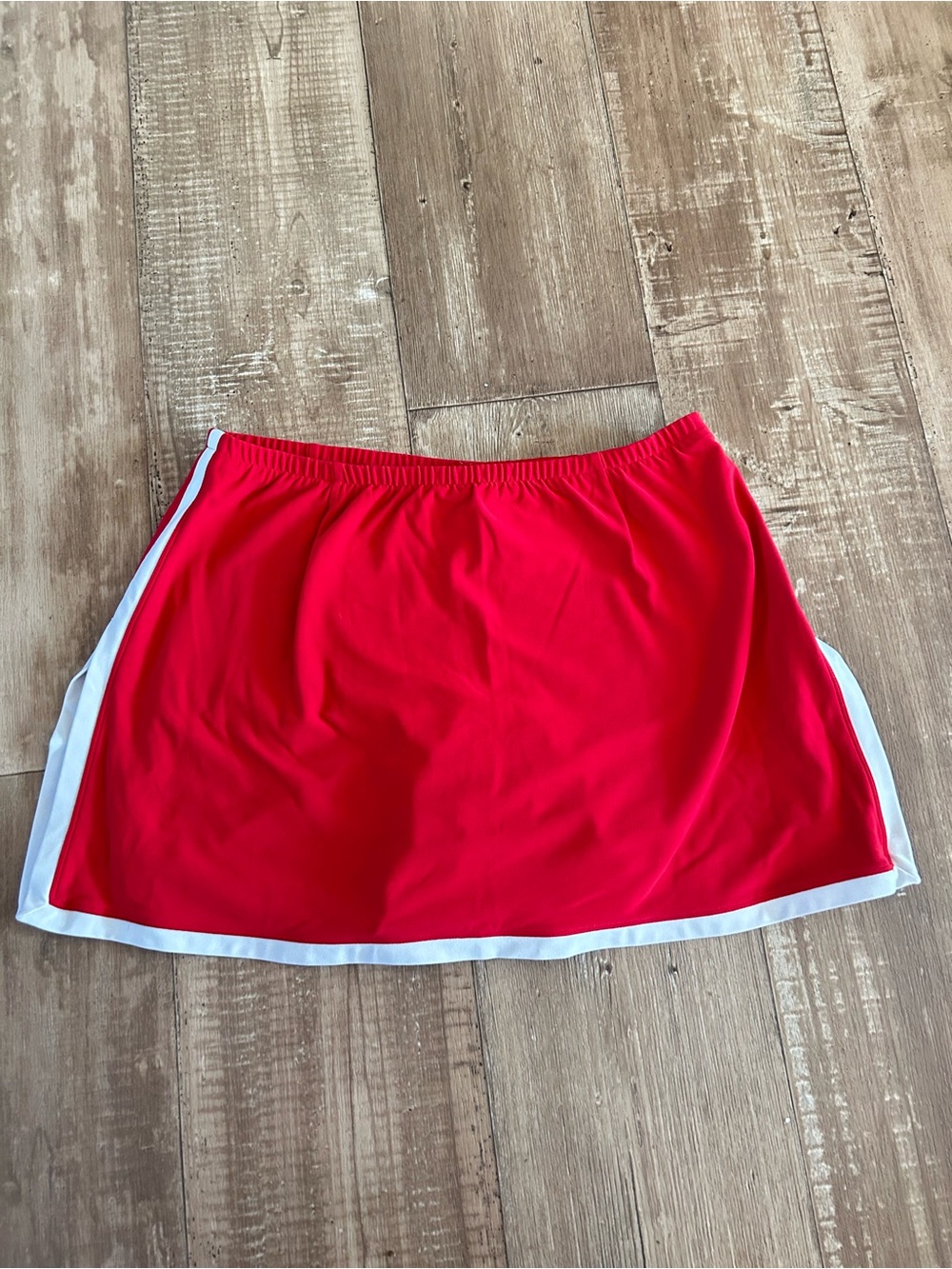 Vintage Nike Red Athletic Tennis Skirt with White Trim - Womens Large